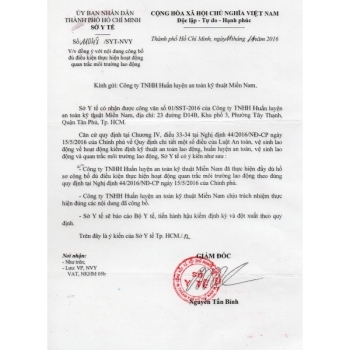 Công bố quan trắc môi trường lao động Công bố quan trắc môi trường lao động