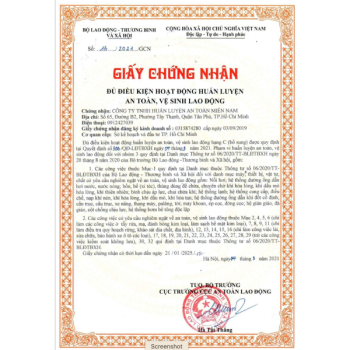 Giấy chứng nhận huấn luyện hạng C Giấy chứng nhận huấn luyện hạng C